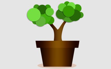 Saksıile soyut stilize ağaç