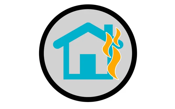 Ikona požárního pojištění s hořícím domem — Stock fotografie