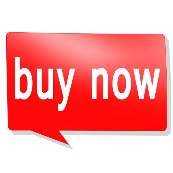 Buy now word on red speech bubble — Stock Photo, Image