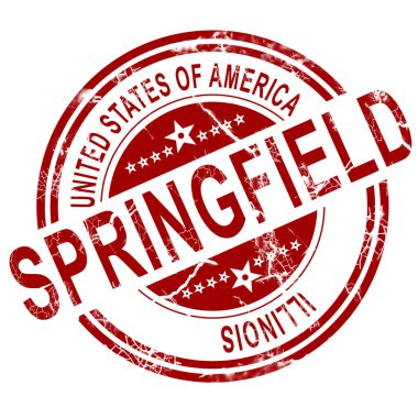 Beyaz arka planlı, kırmızı Springfield, 3D görüntüleme