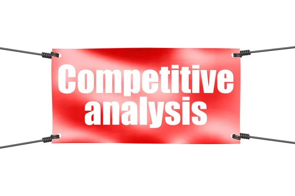 Palavra Análise Competitiva Com Banner Vermelho Tie Renderização — Fotografia de Stock