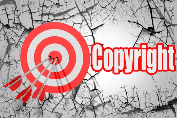 Copyright Word Red Arrow Board Rendering — Stock Photo, Image