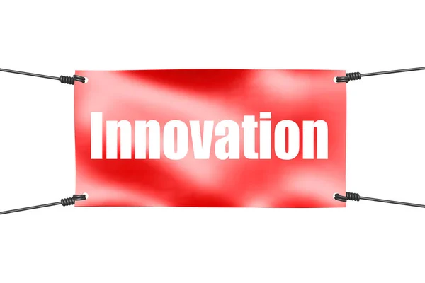 Parola Innovazione Con Banner Rosso Rendering — Foto Stock