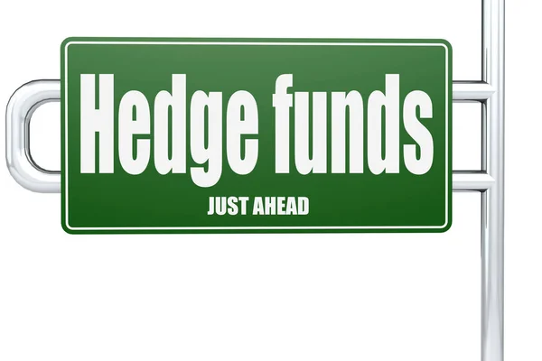 Hedge Funds Word Green Road Sign Rendering — Stock Photo, Image