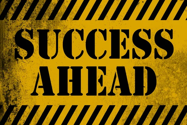 Success Ahead Sign Yellow Stripes Rendering — Stock Photo, Image