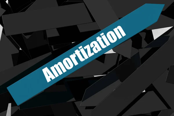 Amortization Word Blue Arrow Rendering — Stock Photo, Image