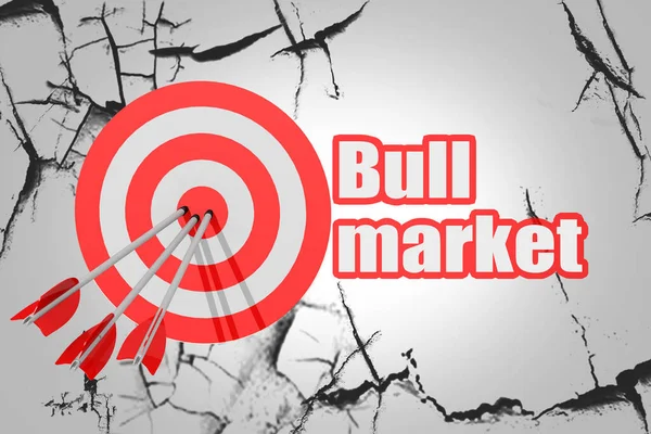 Bull Market Word Red Arrow Board Rendering — Stock Photo, Image