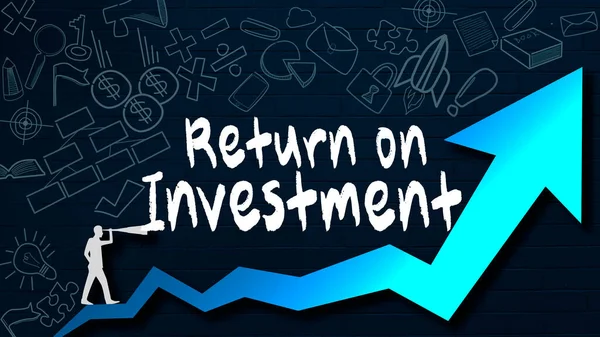 Return Investment Word Blue Arrow Rendering — Stock Photo, Image