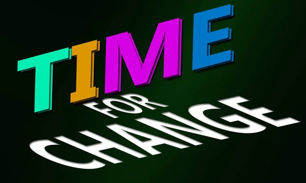Time Change Text Green Background Rendering — Stock Photo, Image
