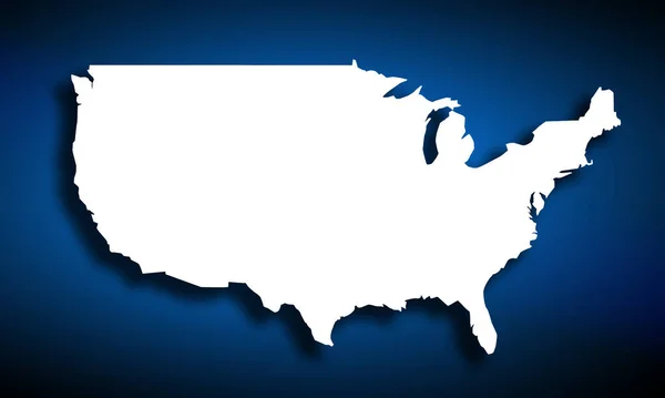 Weiße Amerika Karte Mit Blauem Hintergrund Darstellung — Stockfoto