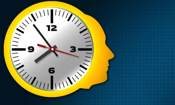 Business Time Concept Clock Human Head Rendering — 스톡 사진
