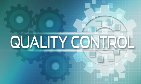 Quality Control Concept Text Mechanism Gears Technology Background Rendering — Stock Photo, Image