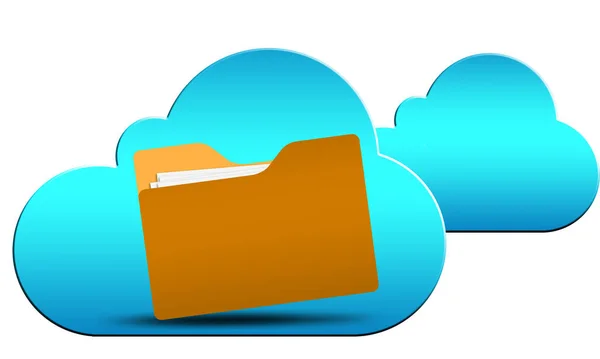 Cloub Computing Cloud Icon Yellow Folder Rendering — Stock Photo, Image