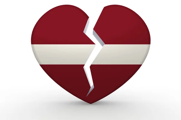 Broken White Heart Shape Latvia Flag Rendering — Stock Photo, Image