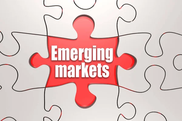 Los Mercados Emergentes Palabra Rompecabezas Renderizado — Foto de Stock