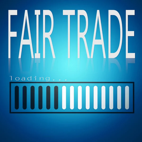 Kata Fair Trade Dengan Blue Loading Bar Rendering — Stok Foto