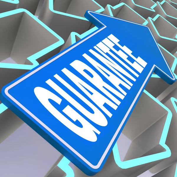 Guarantee Word Blue Arrow Rendering — Stock Photo, Image