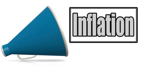 Inflation Word Blue Megaphone Rendering — Stock Photo, Image