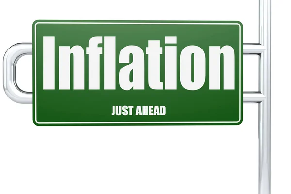 Parola Inflazione Sul Cartello Stradale Verde Rendering — Foto Stock