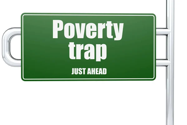 Poverty Trap Word Green Road Sign Rendering — Stock Photo, Image