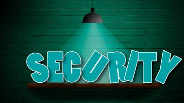 Duvarda lamba olan güvenlik konsepti. 3d oluşturma