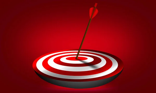 Arrow hit exactly the target. Business goal achieved. 3d rendering