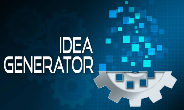Idé Generator Med Blå Digitala Kugghjul Rendering — Stockfoto