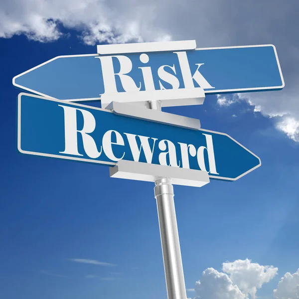Risk Reward Signs Blue Sky Rendering — Stock Photo, Image
