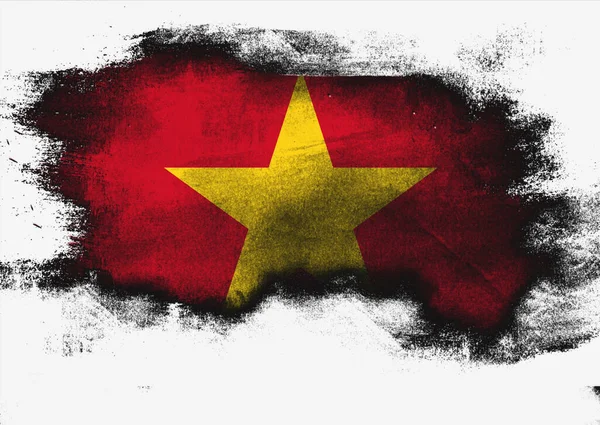 Drapeau Vietnam Peint Pinceau Sur Fond Blanc Rendu — Photo