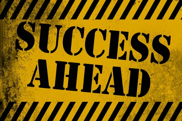 Success Ahead Sign Yellow Stripes Rendering — Stock Photo, Image