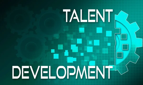 Desarrollo Talento Con Ruedas Dentadas Digitales Azules Renderizado —  Fotos de Stock