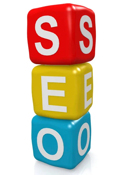 Seo Word Blocks Letters Search Engine Optimisation Business Concept Rendering — Stok Foto