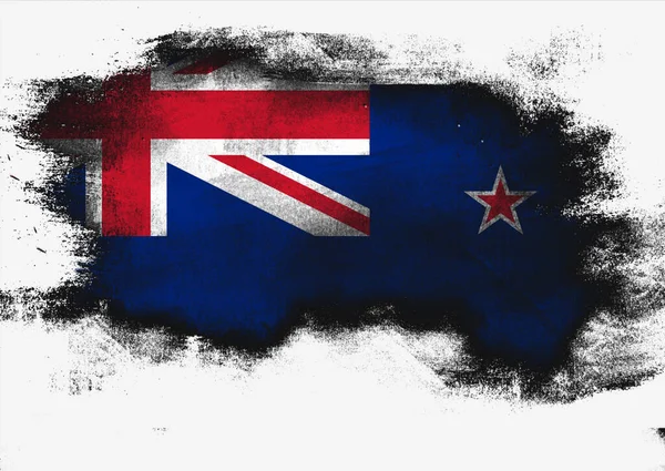 Beyaz Arkaplanda Fırçayla Boyanmış Yeni Zelanda Bayrağı Görüntüleme — Stok fotoğraf