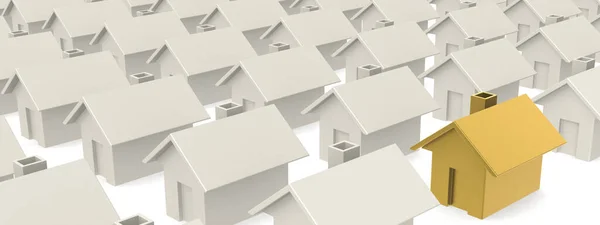 Golden House Other White Houses Rendering — Stock Photo, Image