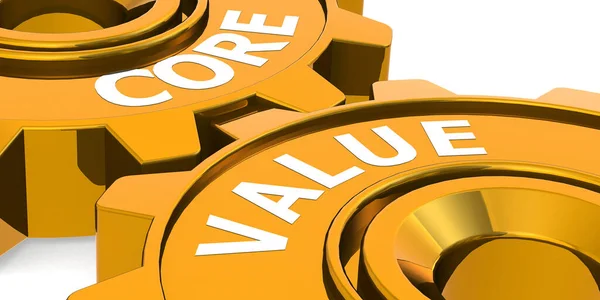 Core Value Word Golden Gears Rendering — Stock Photo, Image