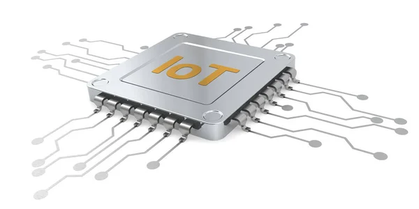 Microchip Computer Iot Isolato Rendering — Foto Stock