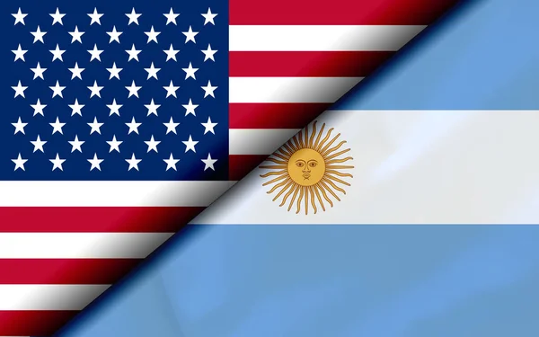 Flaggor Usa Och Argentina Divided Diagonalt Rendering — Stockfoto