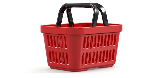 Cesta Compras Vermelho Isolado Fundo Branco Renderização — Fotografia de Stock