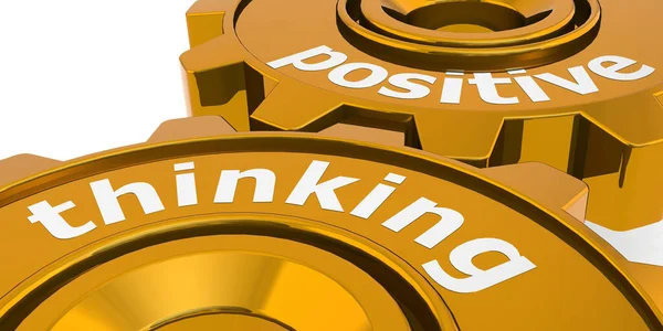Positive Thinking Word Golden Gears Rendering — Stock Photo, Image