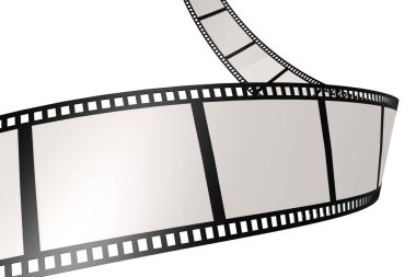 Boş çerçeveli eski retro film şeridi, 3 boyutlu görüntüleme