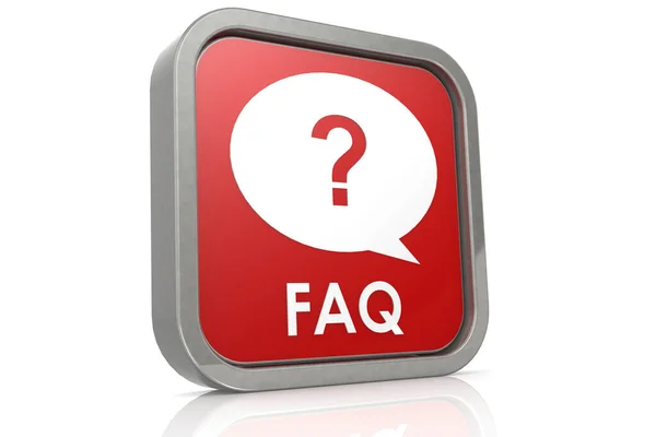 Faq Button Isolated White Background Rendering — Stock Photo, Image