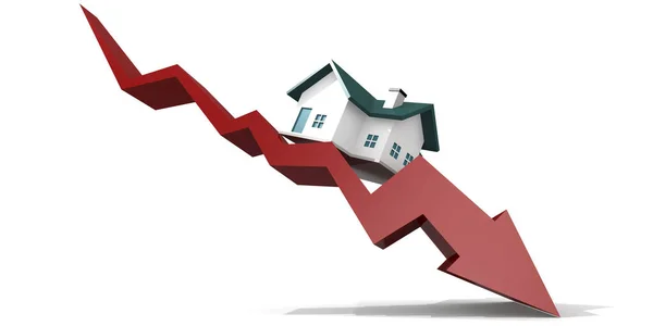 Fallender Immobilienmarkt Rendering — Stockfoto