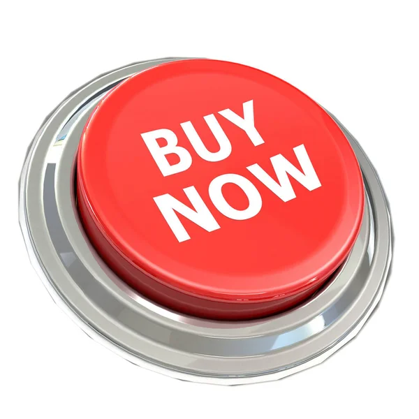 Red Buy Now Button Metal Ring Rendering — Stock Photo, Image