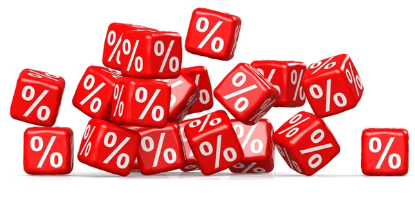 Red Percentage Cubes Discount Concept Rendering — Stock Photo, Image