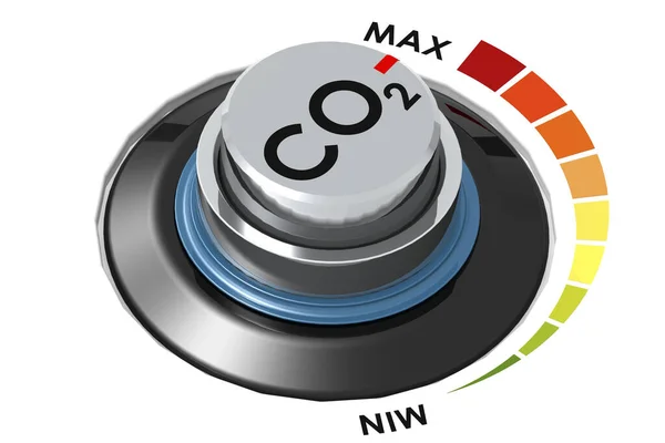 Carbon Dioxide Control Knob Dial Rendering — Stock Photo, Image