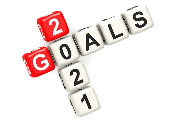 Goals 2021 Word Concept Cube Block Isolated Rendering — Stock Photo, Image