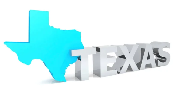 得克萨斯州地图 白色背景 3D渲染 — 图库照片
