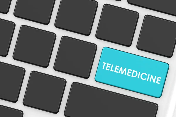 Telemedicine Woord Laptop Toetsenbord Rendering — Stockfoto