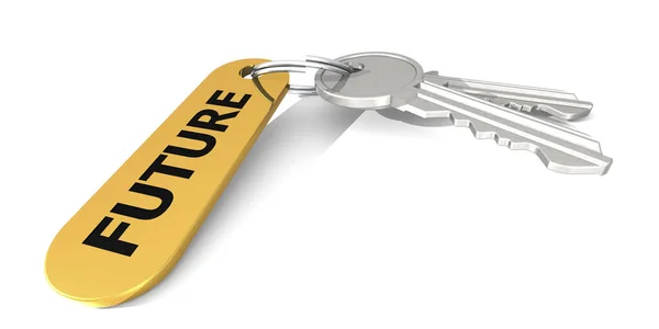 Future Label Attached Keys Rendering — Stock Photo, Image