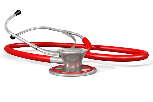Red Stethoscope Isolated White Background Rendering — Stock Photo, Image